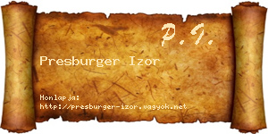 Presburger Izor névjegykártya